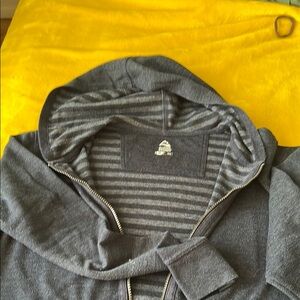 Alpine Design Gray Zip Up Sweater with Striped Lining